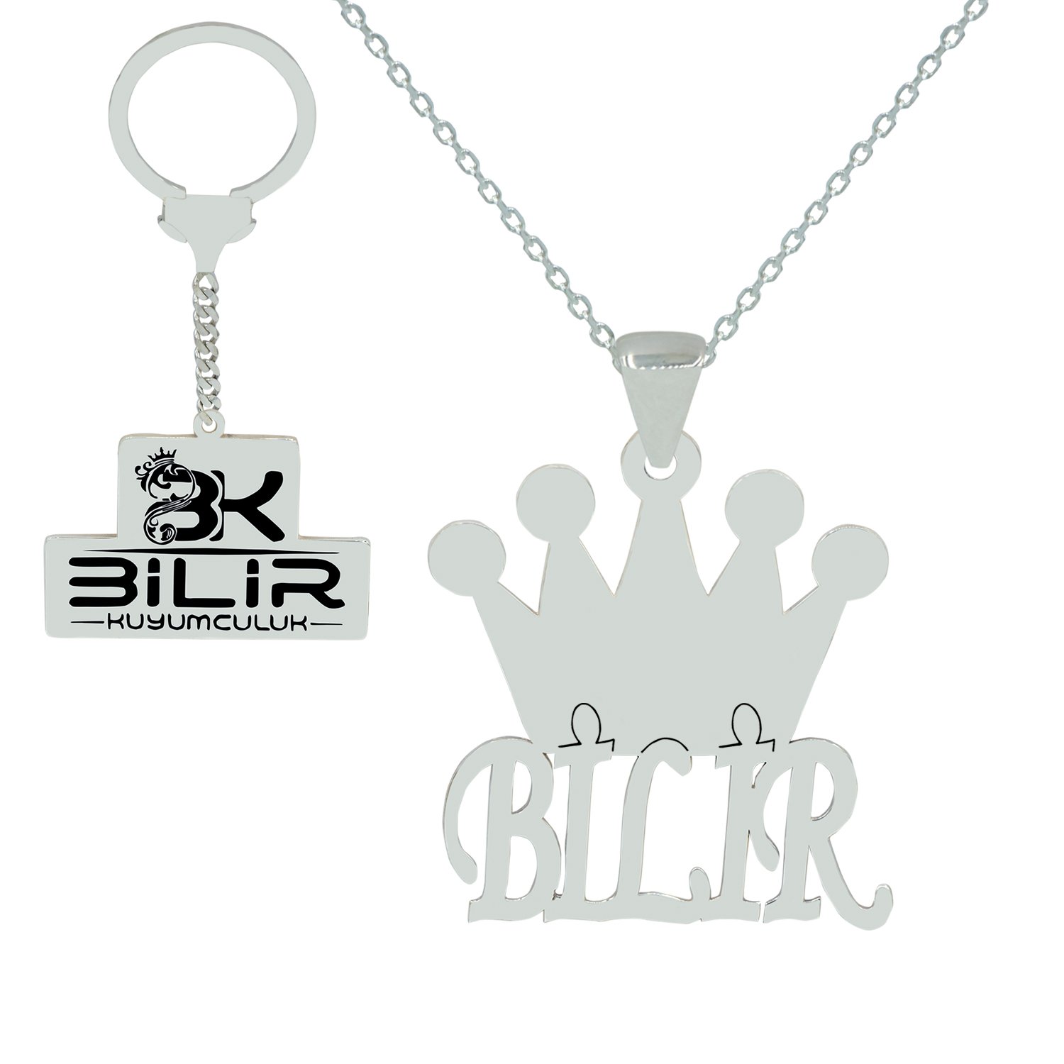 Gümüş Özel Şirket Firma Logolu Anahtarlık Set