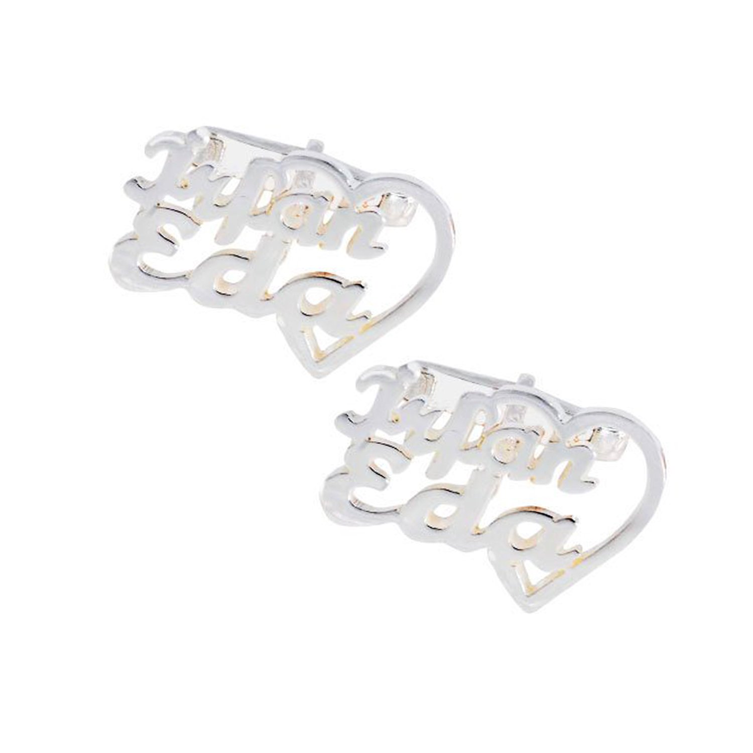 Gümüş Kalpli İki İsimli Kol Düğmesi