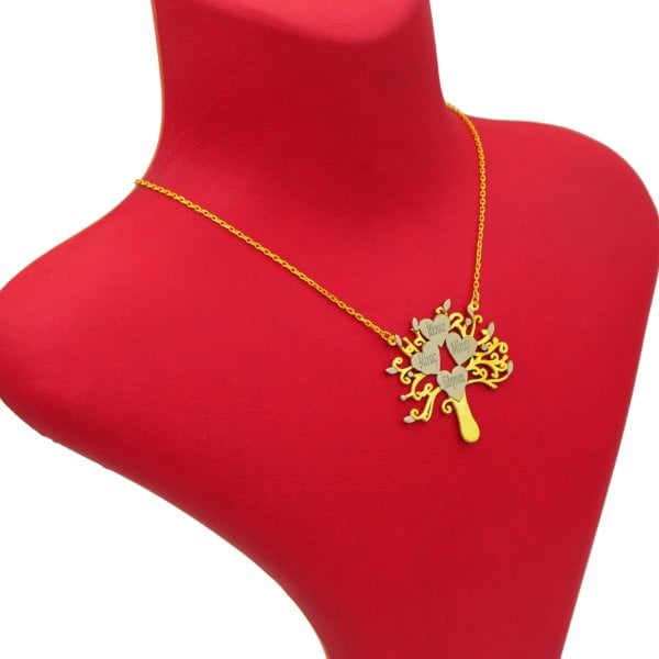 Gümüş Kalpli Tasarım Soy Ağacı İsimli Kolye