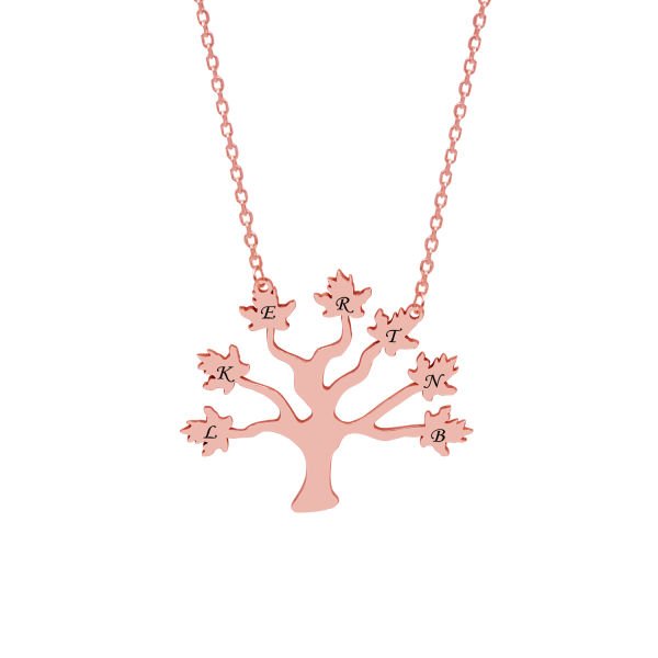 Gümüş Özel Tasarım Soy Ağacı Harfli Kolye