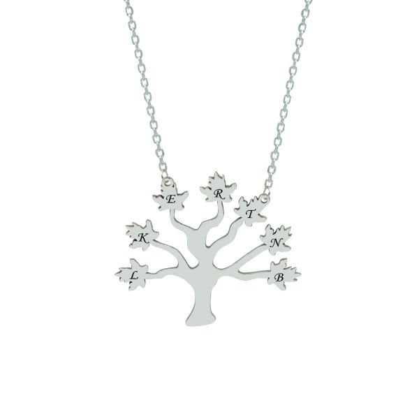 Gümüş Özel Tasarım Soy Ağacı Harfli Kolye