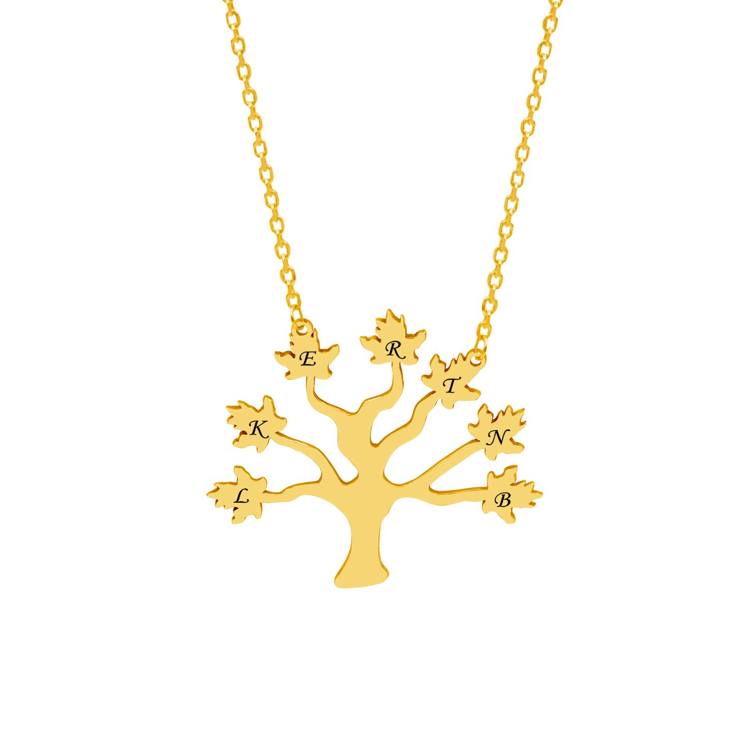 Gümüş Özel Tasarım Soy Ağacı Harfli Kolye