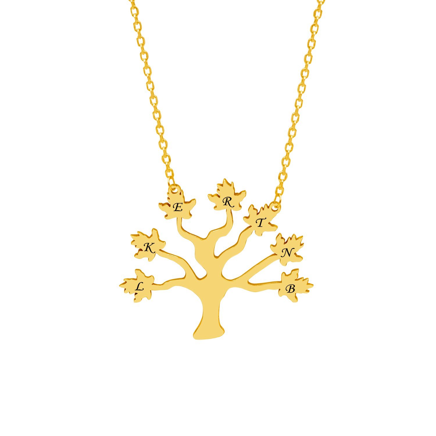 Gümüş Özel Tasarım Soy Ağacı Harfli Kolye