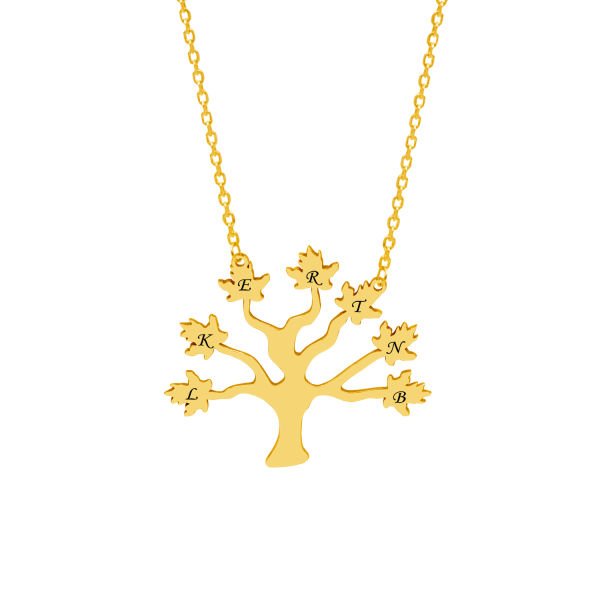 Gümüş Özel Tasarım Soy Ağacı Harfli Kolye