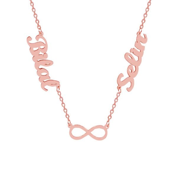 Gümüş 2 İsimli Aile Kolyesi Sonsuzluk Taşsız