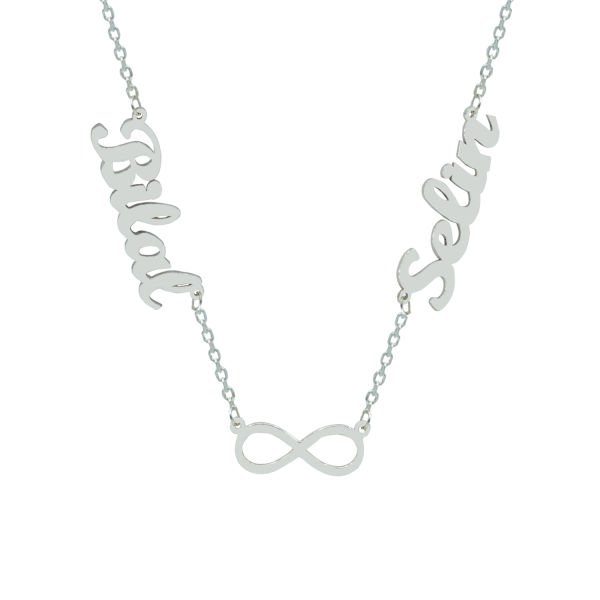 Gümüş 2 İsimli Aile Kolyesi Sonsuzluk Taşsız