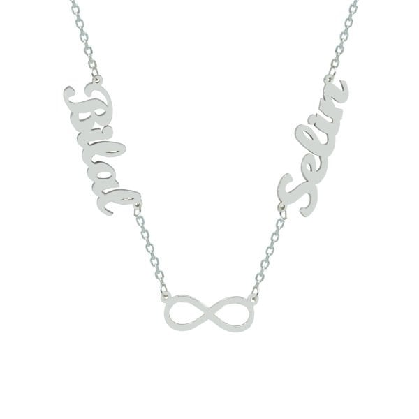 Gümüş 2 İsimli Aile Kolyesi Sonsuzluk Taşsız