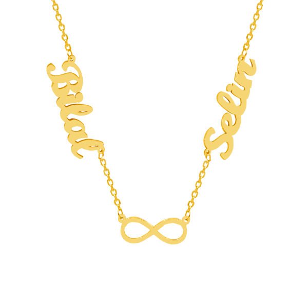 Gümüş 2 İsimli Aile Kolyesi Sonsuzluk Taşsız