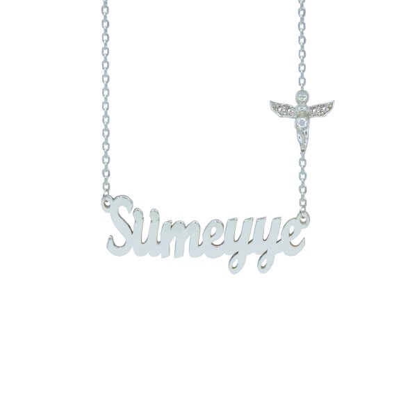 Gümüş Melek Figürlü İsimli Kolye