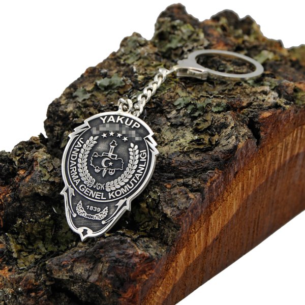 İsimli Gümüş Anahtarlık Jandarma Logolu