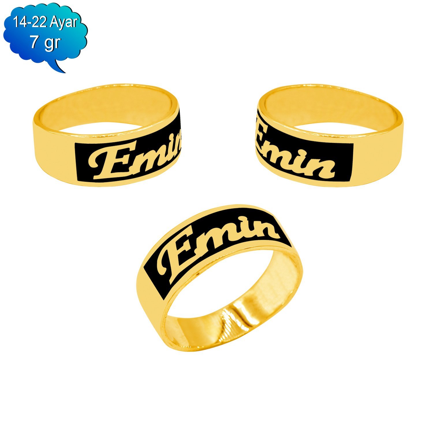 14, 22 Ayar Altın İsimli Oymalı Yüzük