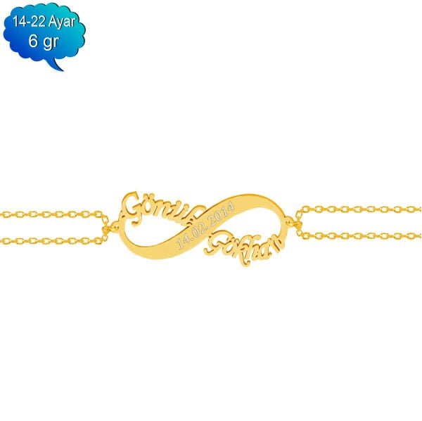 14, 22 Ayar Altın İsimli Sonsuzluk Bileklik