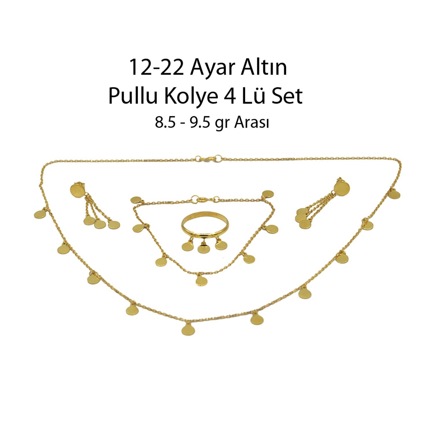 14 Ayar Altın Pul Sallantılı 4 lü Set