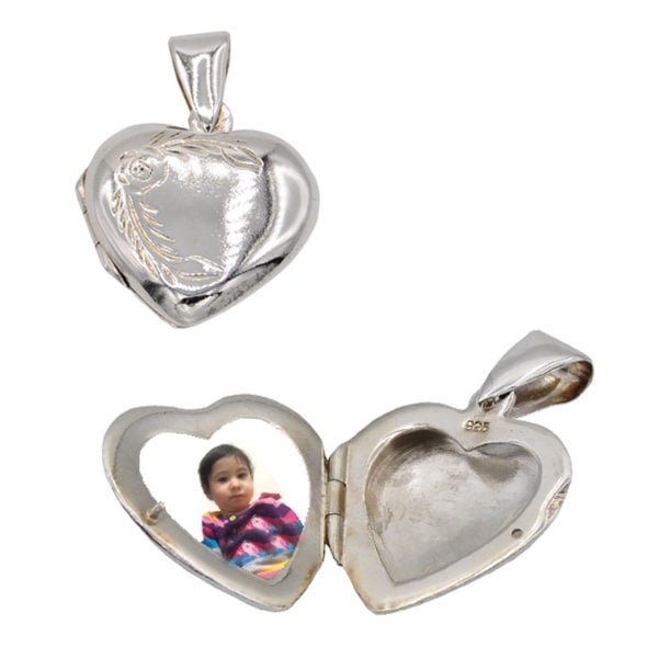 Gümüş Kalpli İsimli Resimli Kolye