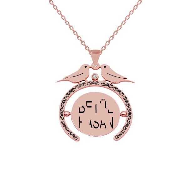 Gümüş Özel Tasarım Dönerli Şifreli İsimli Kolye