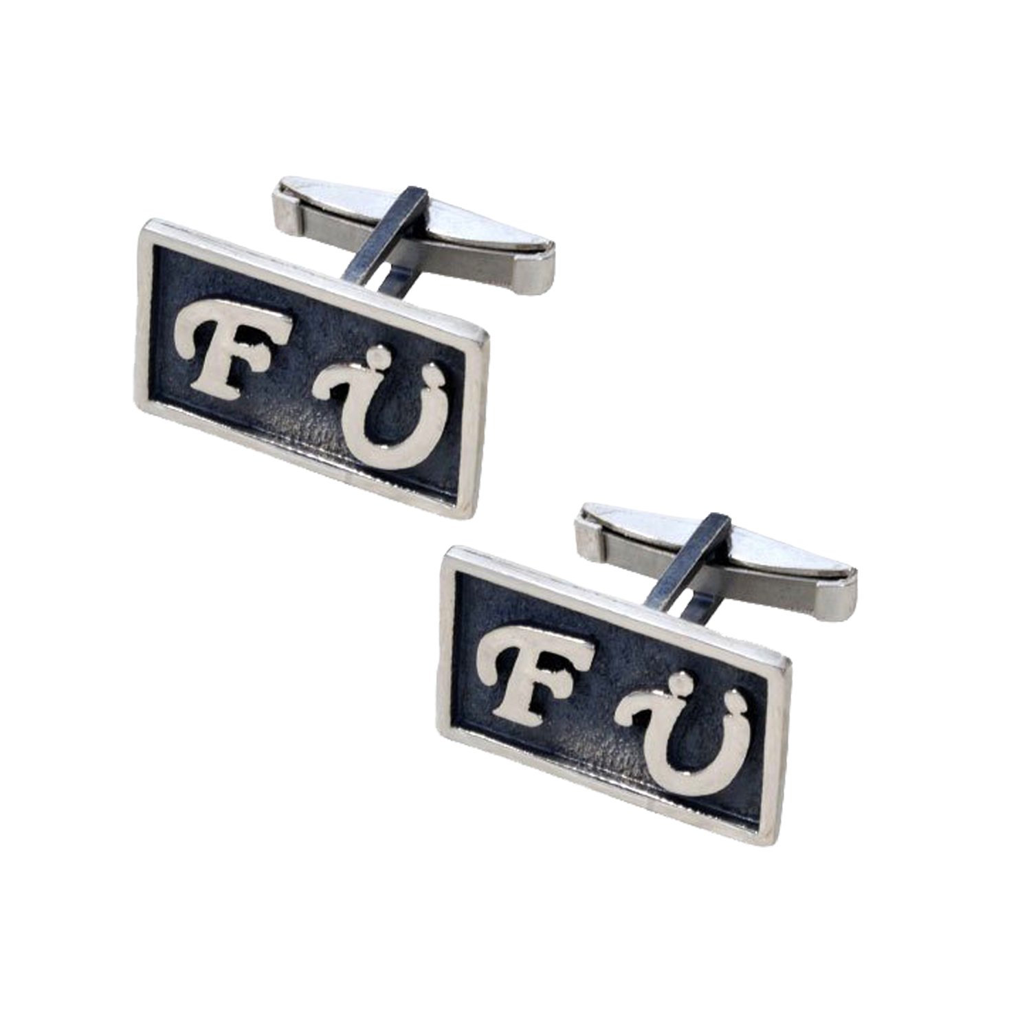 Gümüş Plakalı Kabartma Harfli Kol Düğmesi