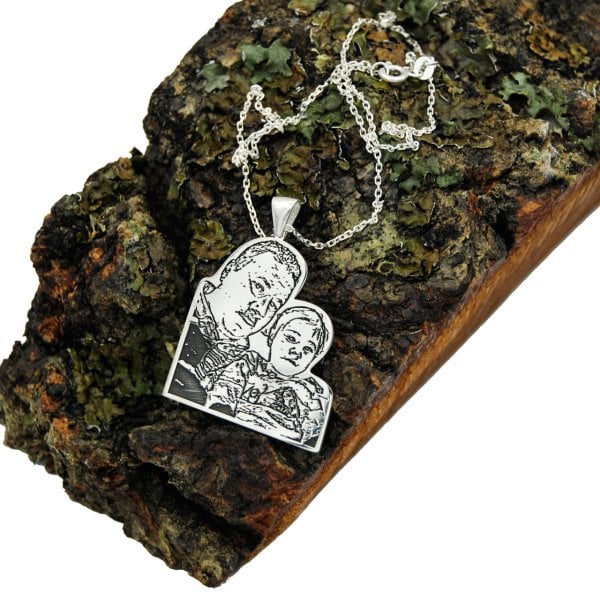 Gümüş Özel Tasarım Lazer Tarama Resimli Kolye