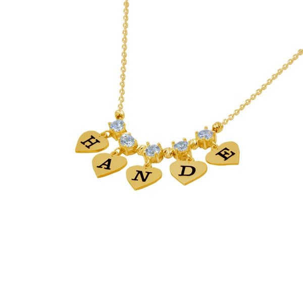 Gümüş Tek Taş Kalpli İsimli Kolye