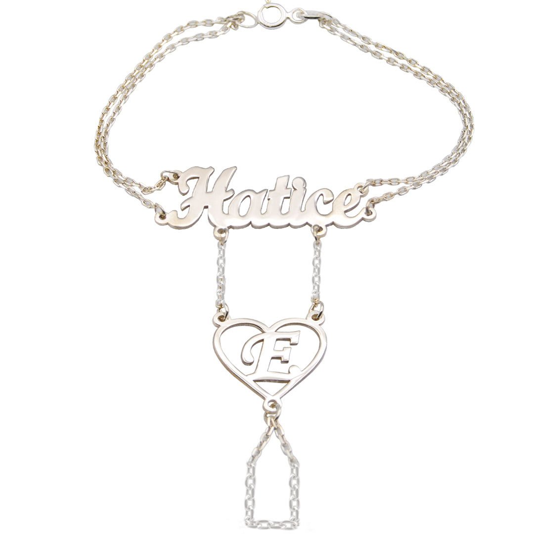 Gümüş Özel Tasarım Kalpli İsimli Şahmeran