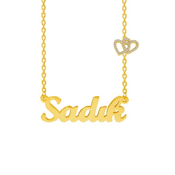 Gümüş Taşlı Kalpli İsimli Kolye