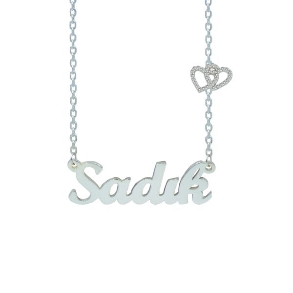 Gümüş Taşlı Kalpli İsimli Kolye