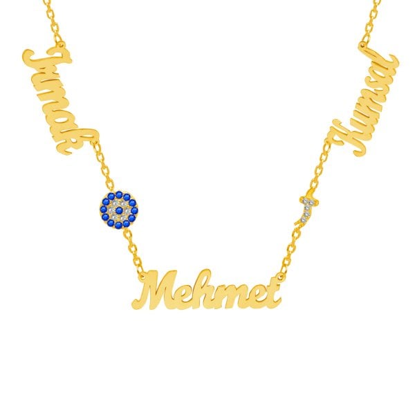 Gümüş Nazarlık Zülfikar Kılıçlı 3 İsimli Kolye