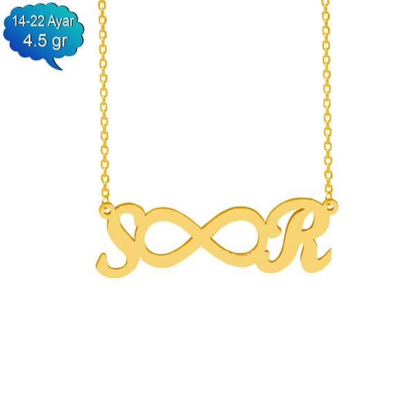 14, 22 Ayar Altın Sonsuzluk Harfli Kolye