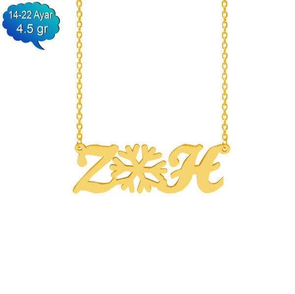 14, 22 Ayar Altın Kar Tanesi Harfli Kolye