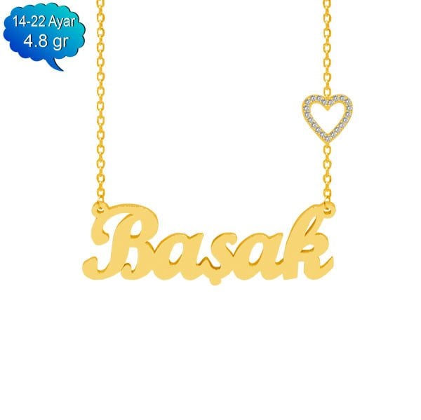 14, 22 Ayar Altın Kalpli İsimli Kolye