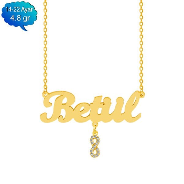 14,22 Ayar Altın İsimli Sonsuzluk Kolye