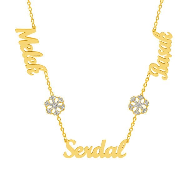 Gümüş Kartanesi 3 İsimli Aile Kolyesi