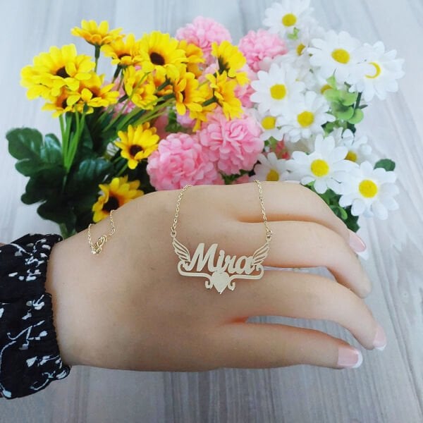 14, 22 Ayar Altın Melek Kanatlı İsimli Kolye