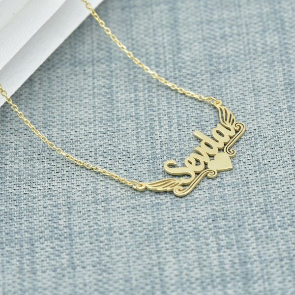 14, 22 Ayar Altın Melek Kanatlı İsimli Kolye