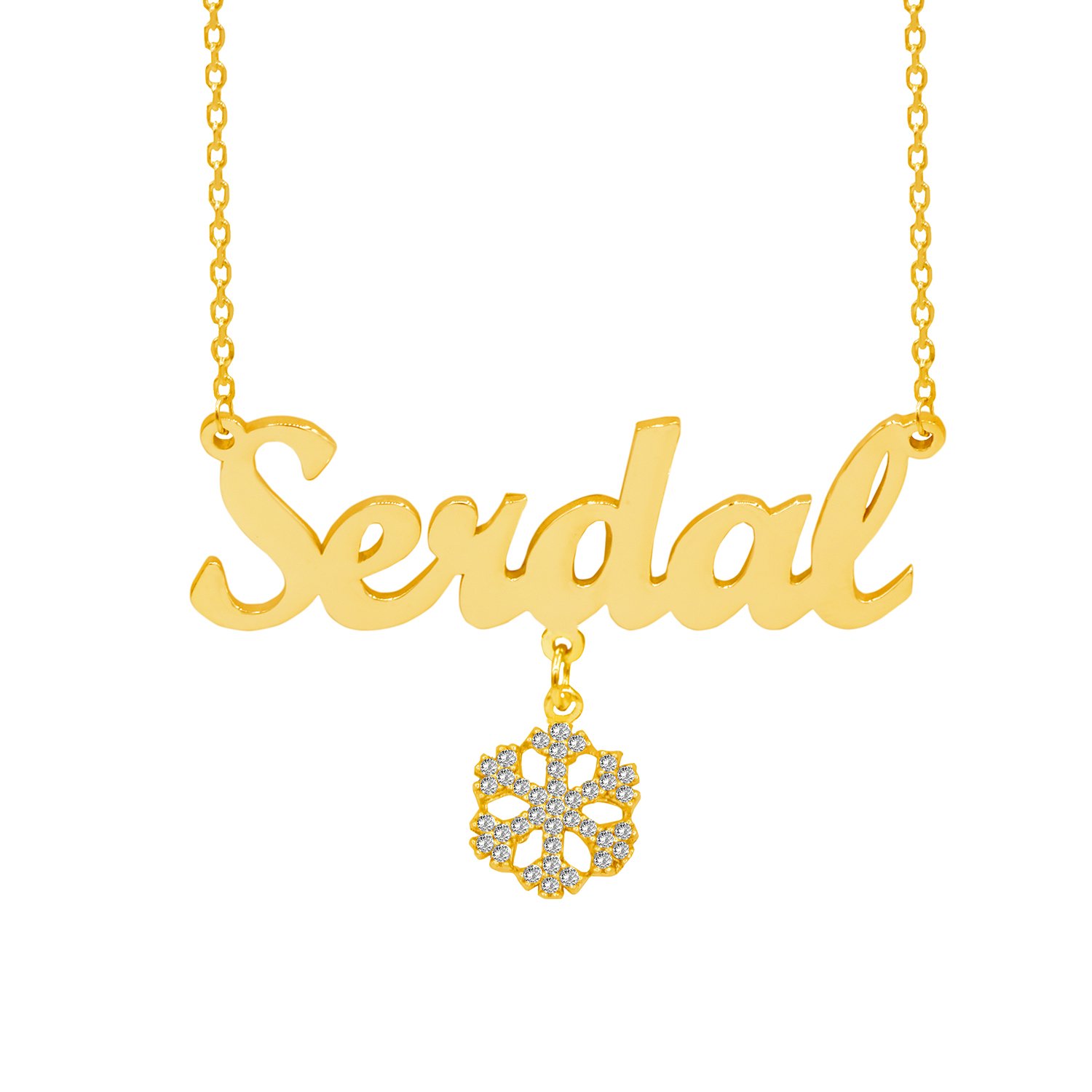 Gümüş Taşlı Sallantılı Kar Tanesi İsimli Kolye