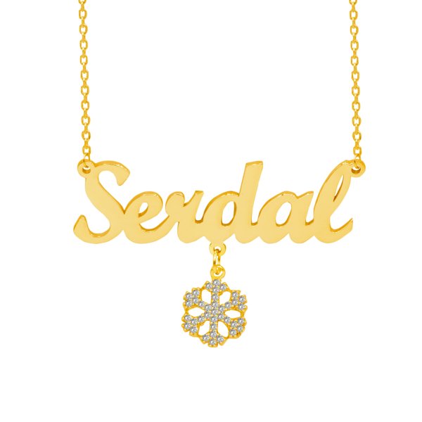 Gümüş Taşlı Sallantılı Kar Tanesi İsimli Kolye