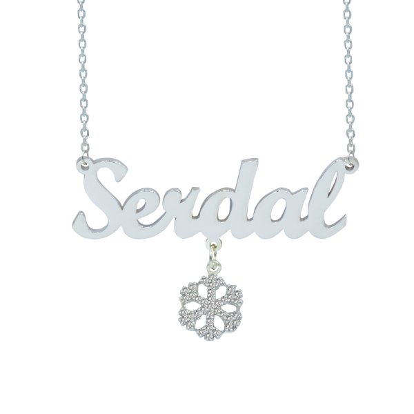 Gümüş Taşlı Sallantılı Kar Tanesi İsimli Kolye