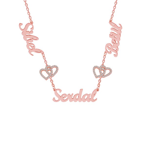 Gümüş Kalpli 3 İsimli Aile Kolyesi