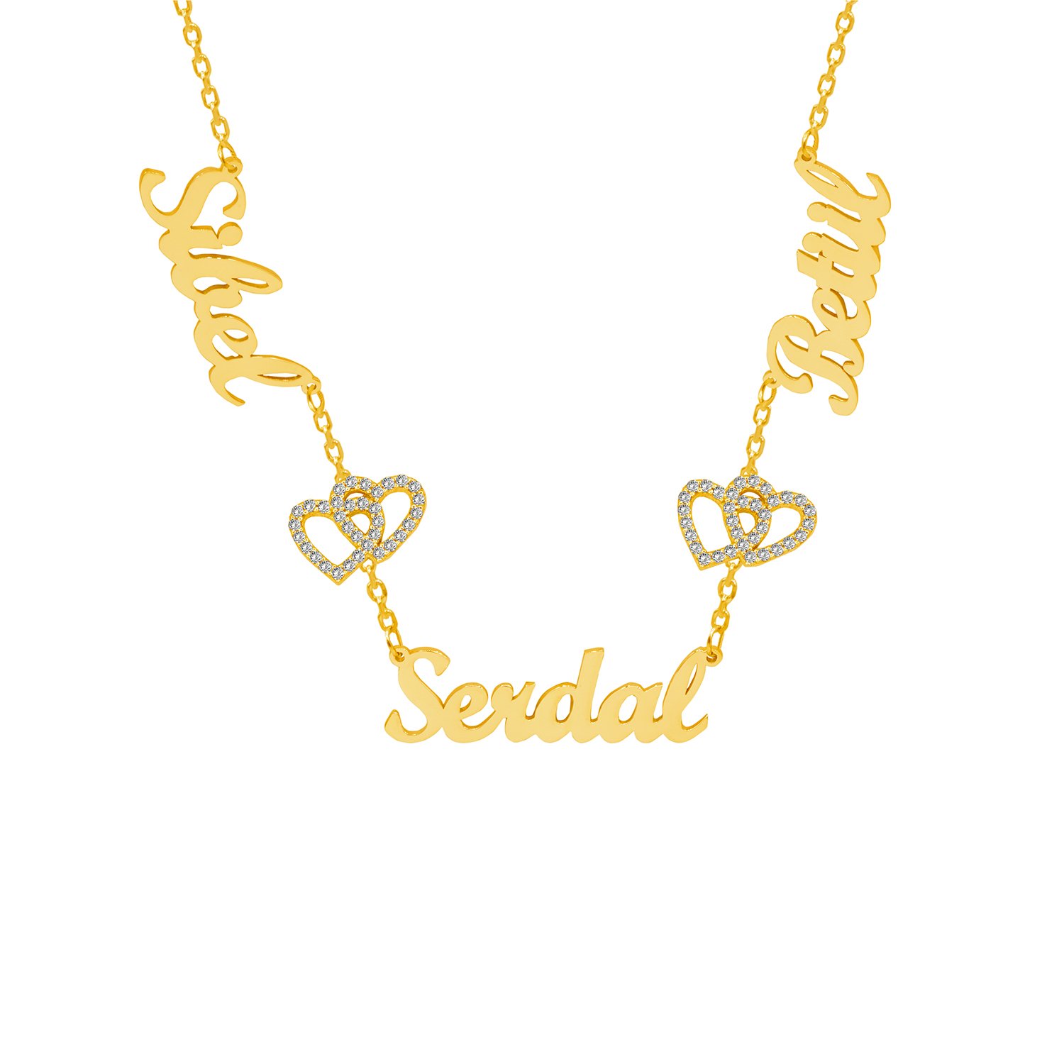 Gümüş Kalpli 3 İsimli Aile Kolyesi