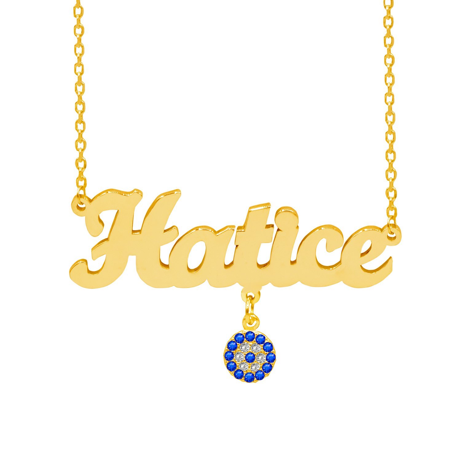 Gümüş Nazar Boncuk Sallantılı İsimli Kolye