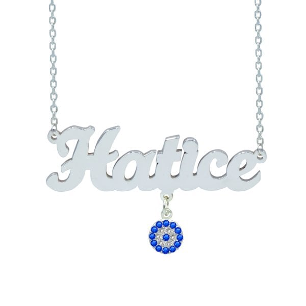 Gümüş Nazar Boncuk Sallantılı İsimli Kolye