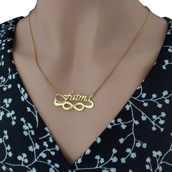 14, 22 Ayar Altın İsimli Sonsuzluk Kolye