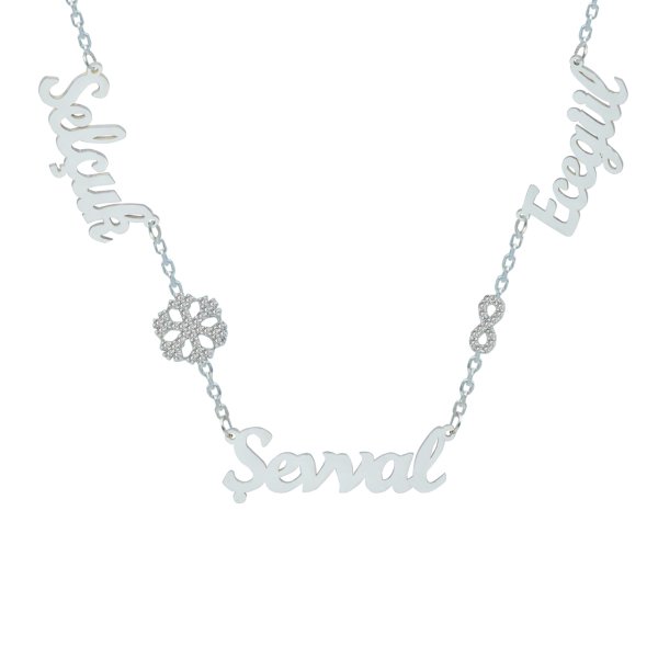 Gümüş Sonsuzluk Kar Tanesi 3 İsimli Kolye