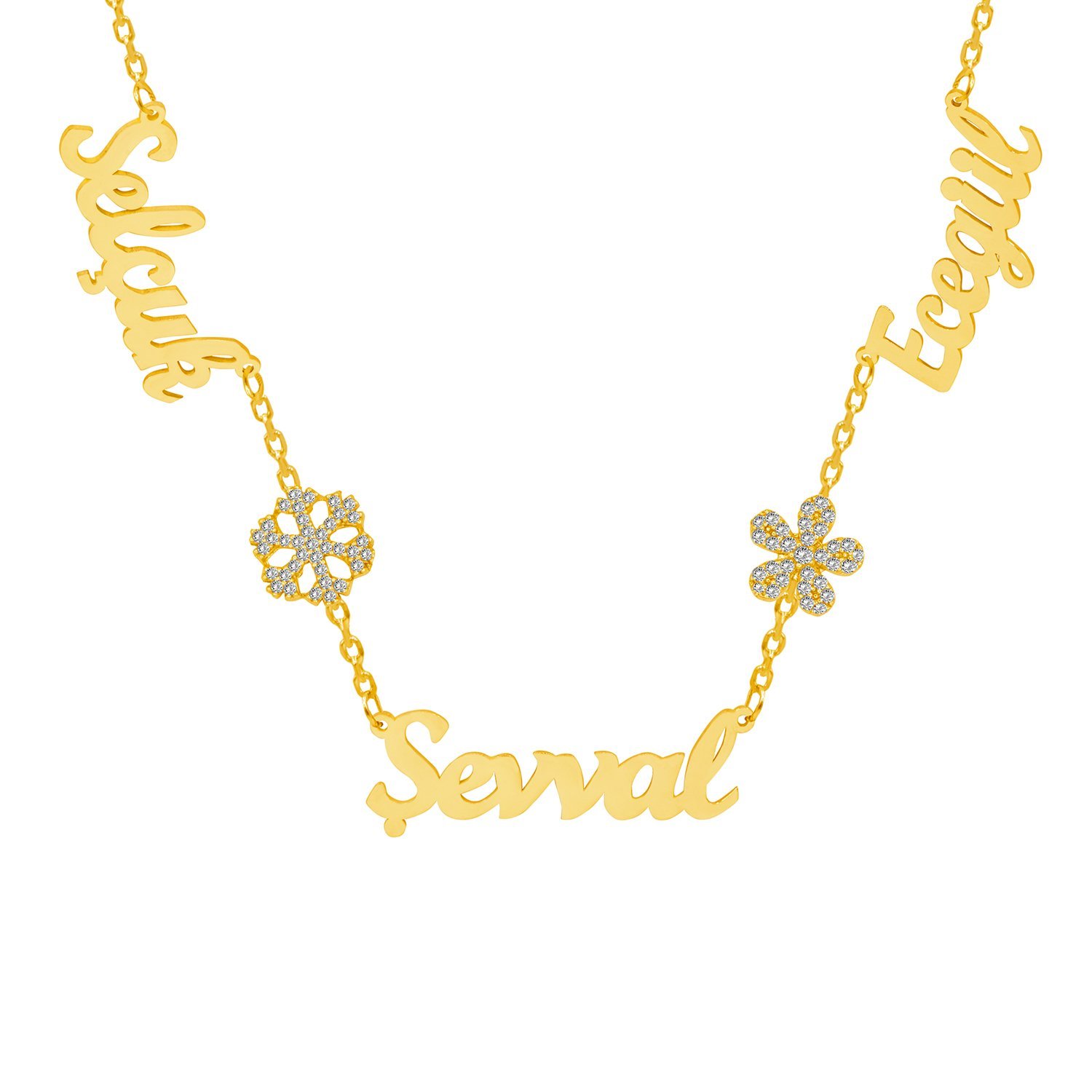 Gümüş Kar Tanesi Taşlı Papatya 3 İsimli Kolye