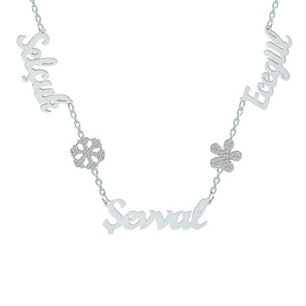 Gümüş Kar Tanesi Taşlı Papatya 3 İsimli Kolye