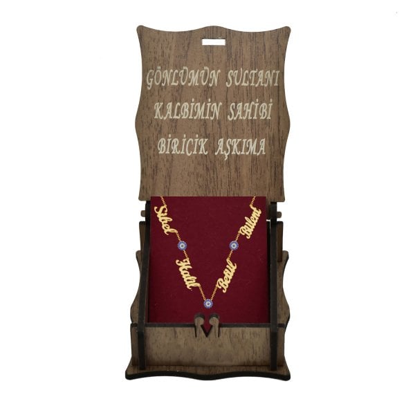 Gümüş 4 İsimli Aile Kolyesi Nazarlı