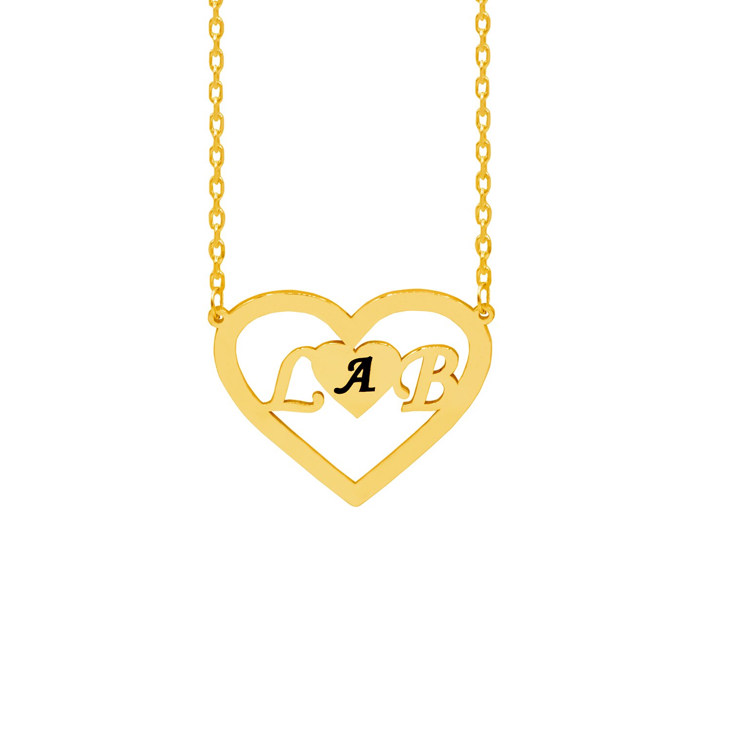 Gümüş Kalpli Harfli Kolye