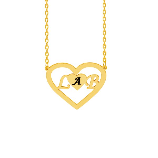 Gümüş Kalpli Harfli Kolye