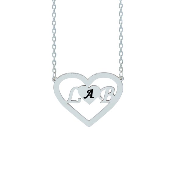 Gümüş Kalpli Harfli Kolye