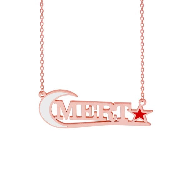 Gümüş Ay Yıldızlı İsimli Kolye