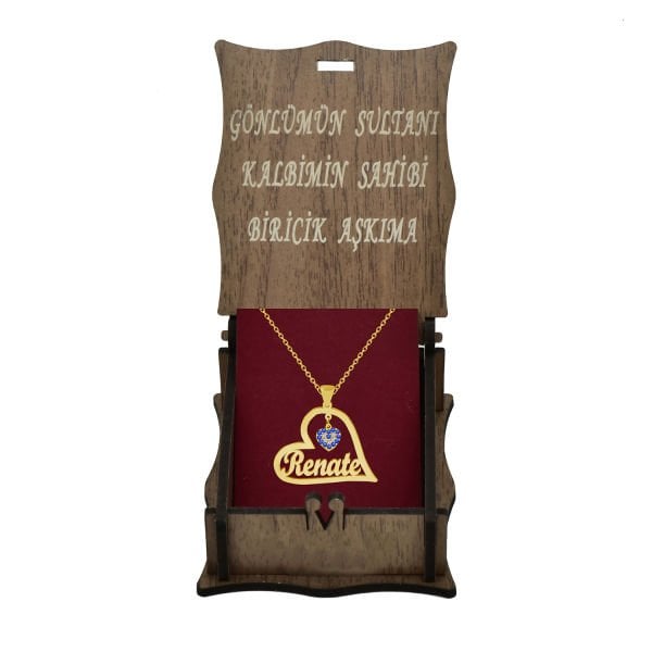 14, 22 Ayar Altın Kalpli Nazar Sallantılı İsimli Kolye